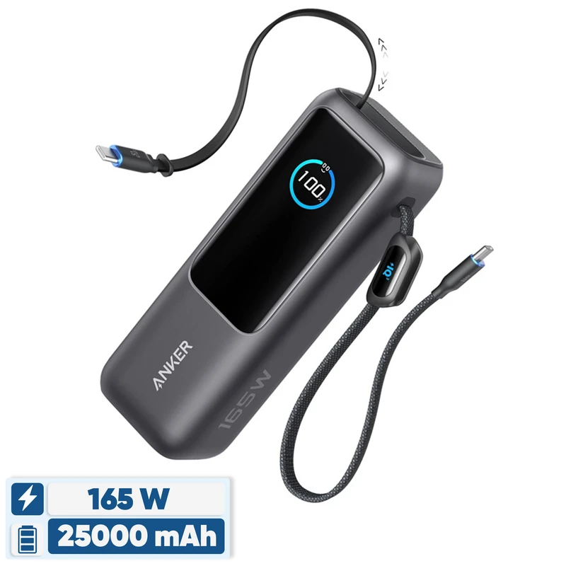 پاوربانک 100 وات انکر مدل A1695 ظرفیت 25000 میلی آمپر ساعت به همراه دو کابل USB-C پاوربانک 100 وات انکر مدل A1695 ظرفیت 25000 میلی آمپر ساعت به همراه دو کابل USB-C - Image 1
